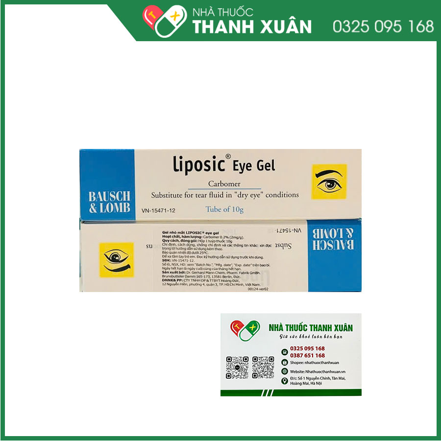 Liposic Eye Gel điều trị khô mắt hoặc giảm điều tiết mắt